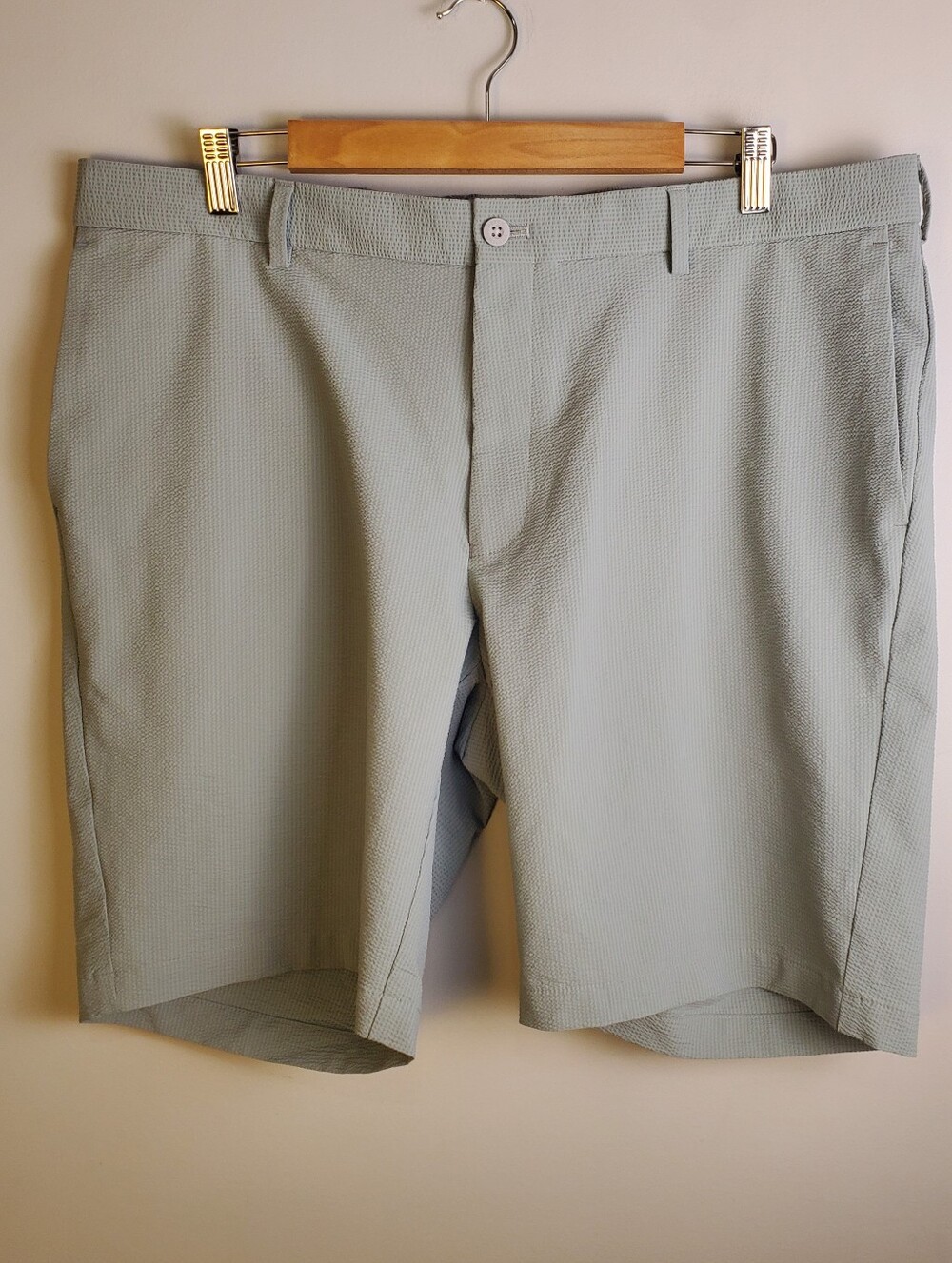 Peter Millar Crown Crafted Matlock Seersucker Performance Shorts Sz 38 Sage Fog